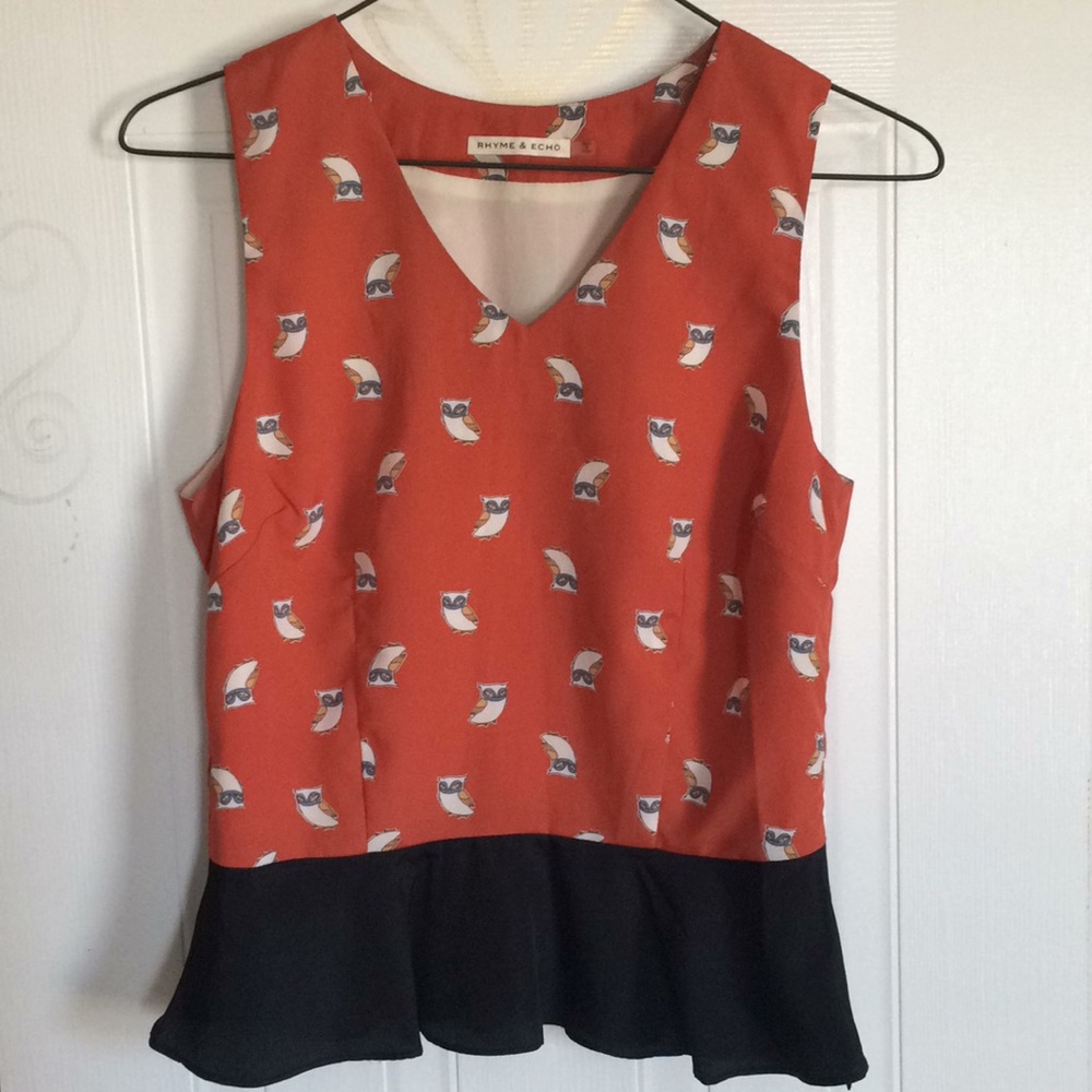 🚫SOLD!!!!!🚫 Rhyme & Echo peplum owl top